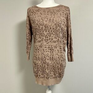 INC Rose Gold Leopard Print Tunic| 3/4 sleeve | Size M